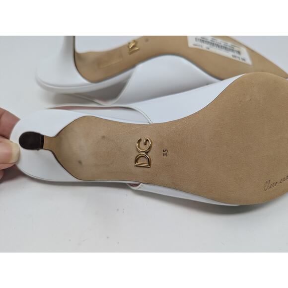 Dolce & Gabbana Jeweled Bellucci Floral Print Slingback Heels White and Pink 35 - Picture 11 of 16